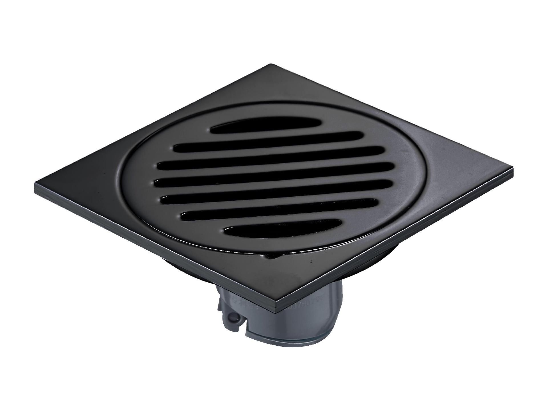 Hot Sale Bathroom Square 4 Inch Stainless Steel 201 Matte Black Floor Drain (Black,Stainless Steel) чёрный
