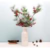Christmas Berries Pine Artificial Berry Pine Branch Needles Faux Christmas Plant Xmas Tree Wreath DIY New Year Christmas Decor