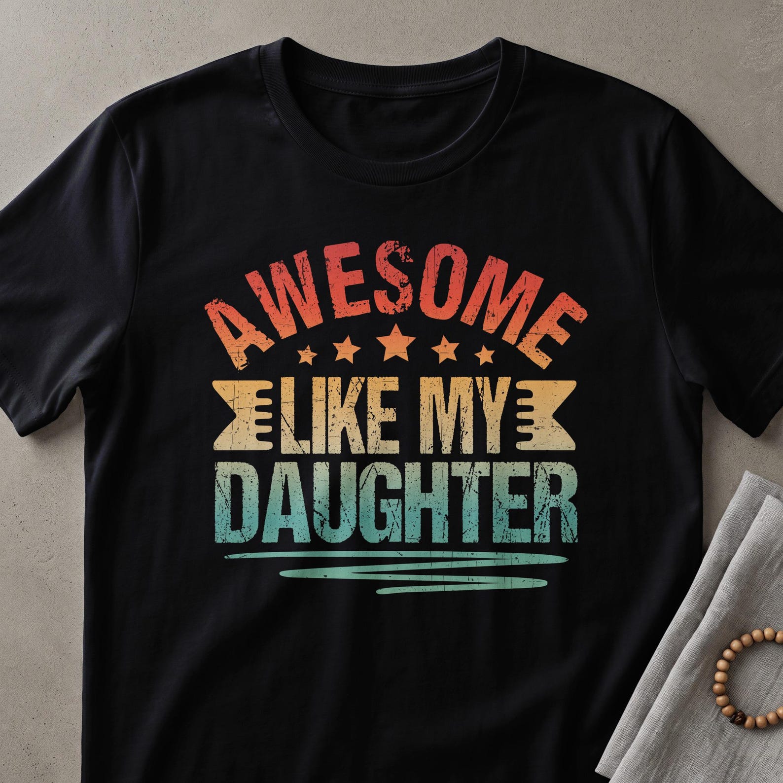 Awesome Like My Daughter T-Shirt, Retro Proud Parent Gift, Vintage Style Mom Dad Tee, Fathers Day, Mothers Day, Daughter Love Shirt M