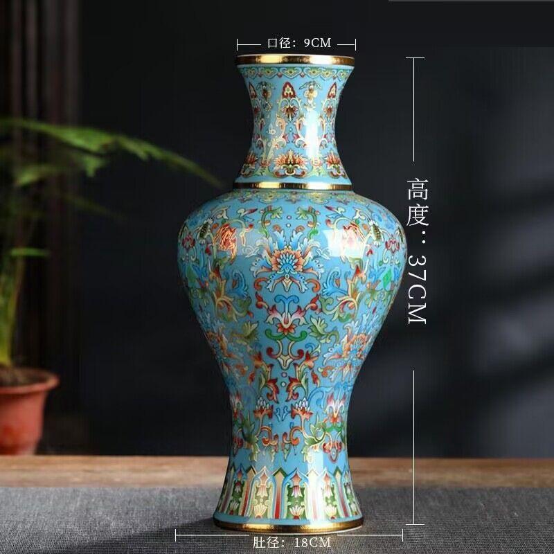 37cm Jingdezhen Ceramic Antique Enamel Colored Vase Flower Arrangement Chinese Style Home, Living Room, Decoration and Ornaments