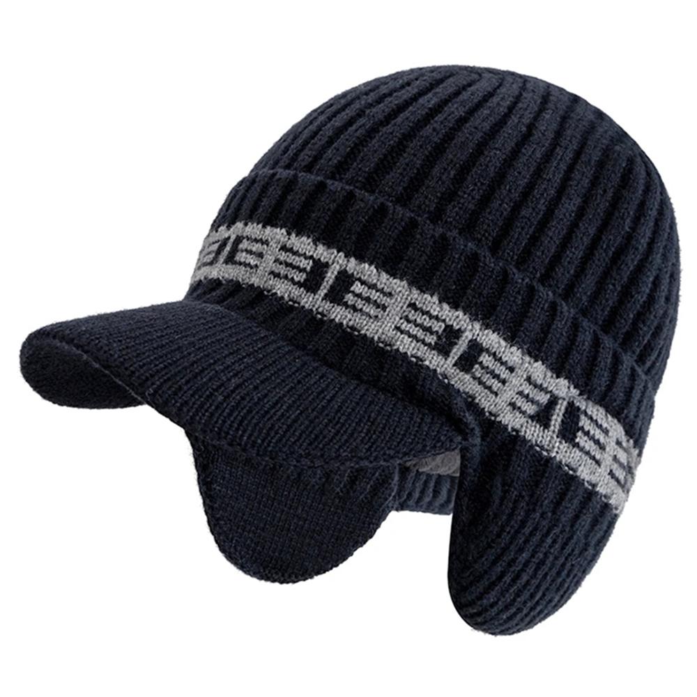 New Style Plush Fur Lined Winter Hat With Earflap Fashion Beanie Hats Men Outdoor Keep Warm Cap Winter Hat Father Warm Gift