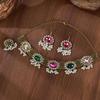 Earrings, Rings, and Necklace Set - Women's Bohemian Style Colorful Diamond-studded Tassel Jewelry Set