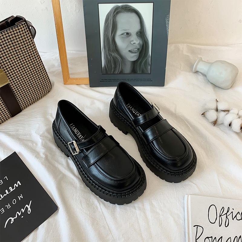 Thick -Soled Sponge Cake Japanese Jk Small Leather Shoes Women 'S Summer Thin Section With Skirt Retro French Mary Jane Shoes British Style