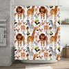 Animal Print Shower Curtain Cartoon Giraffe Lion Decorative Bath Rug With Hooks Set For Kids Bathroom Accessories Home Decoratio