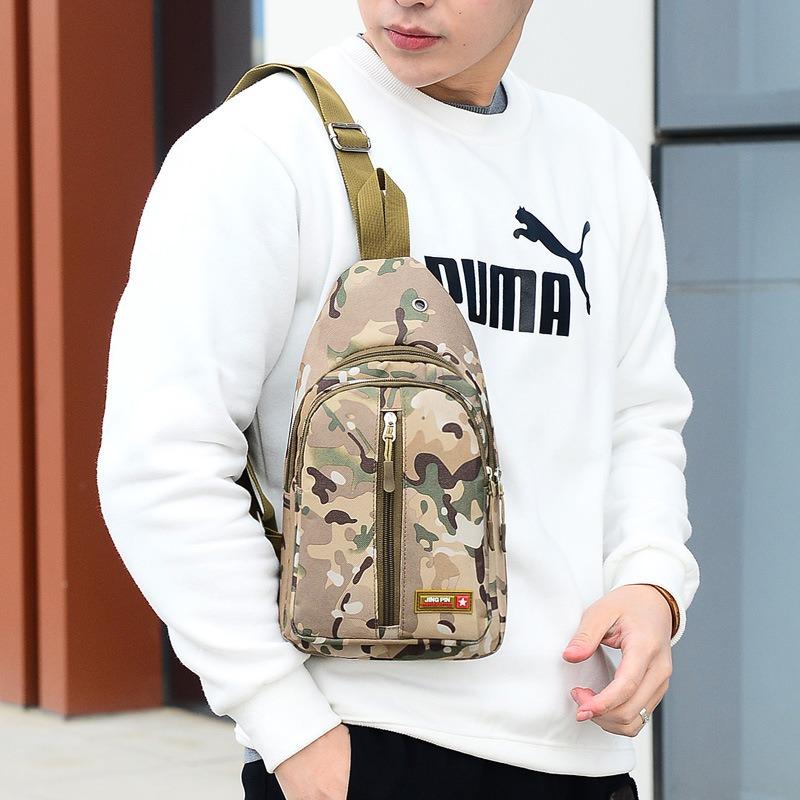 Tactical breast bag, outdoor camouflage chest bag, men's shoulder messenger bag, sports cycling chest bag, multi-functional small bag.