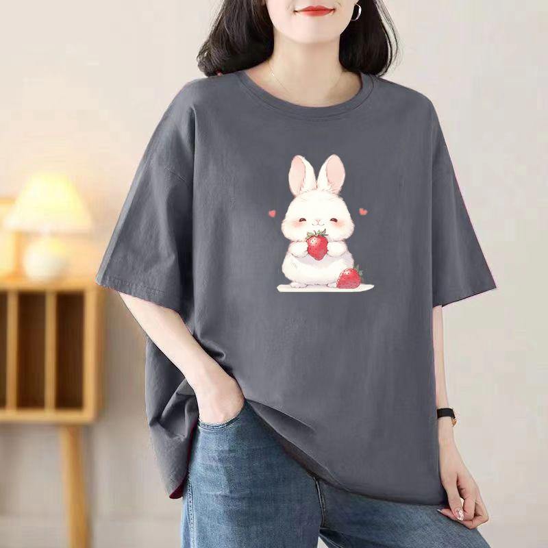 Summer New Short-sleeved T-shirt Female Korean Version of The Printed Loose Tops Loaded Cotton