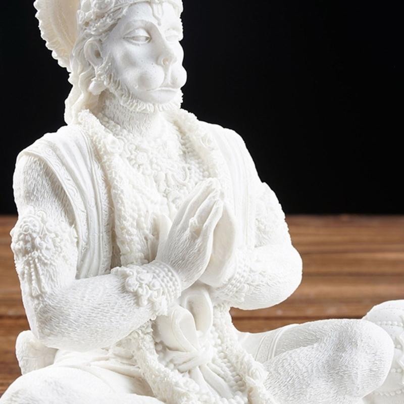 62KD Resins Hanuman Statue Figurine Hindu God of Strength Meditating Sculpture Home Tabletop Decors Buddhas Statue Ornament