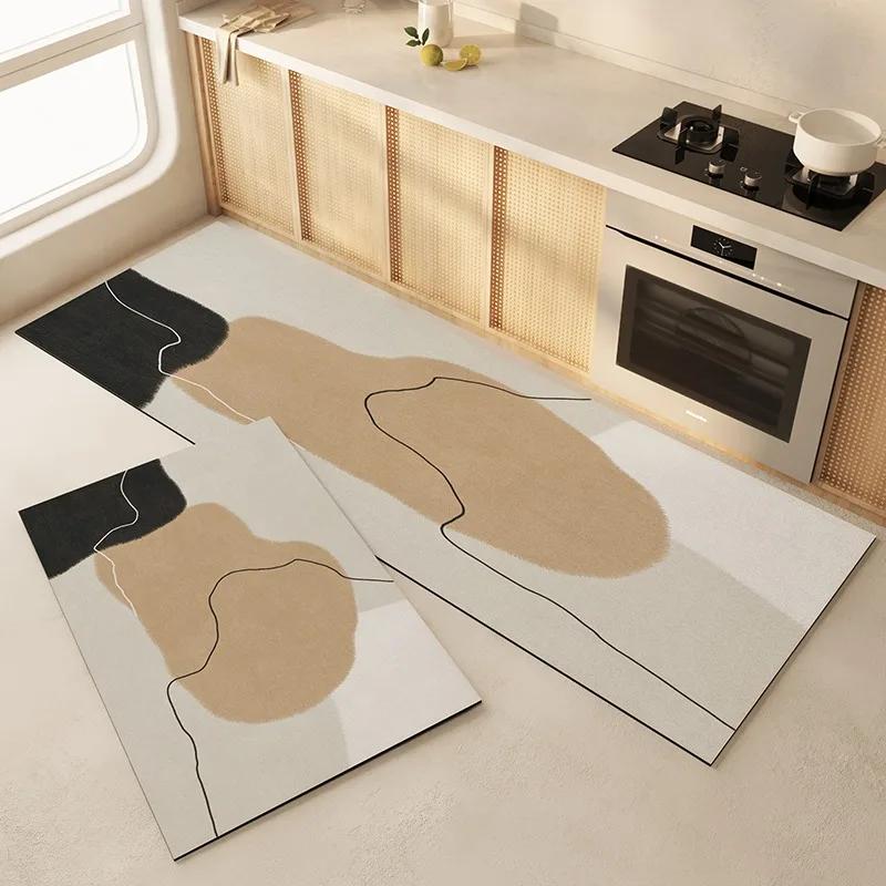 Kitchen Mat Waterproof Non-Slip Rugs Leather Carpet Anti-Fatigue Pvc Floor Mats Oil-Proof Easy To Clean Anti-Slip Area Long Rug