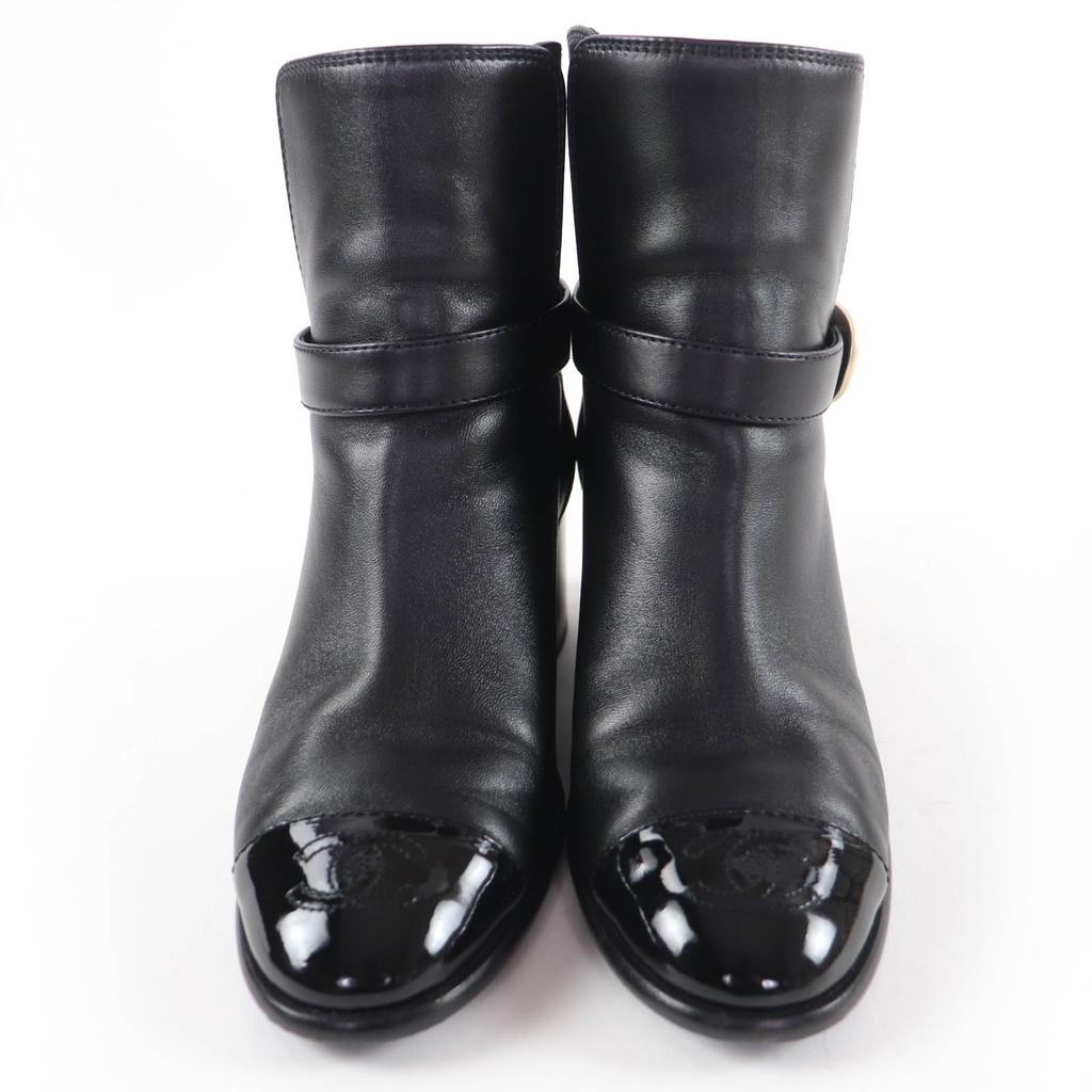 Great CHANEL short boots COCO Mark Leather Ankle Boots black Women 35 22B G38067 Used