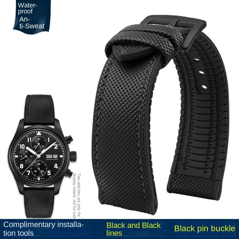 20mm 22mm 23mm 24mm Nylon Rubber Bottom Waterproof Watch Band for Longines IWC Pilot Mark 18 Seiko Omega Series Watchband Strap