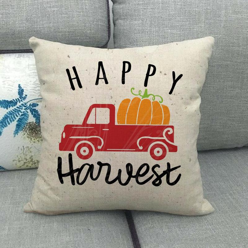 Autumn Thanksgiving Pumpkin Truck Digital Printing Short Plush Pillow Covers For Car Sofa Office Cushion Cover Home Goods