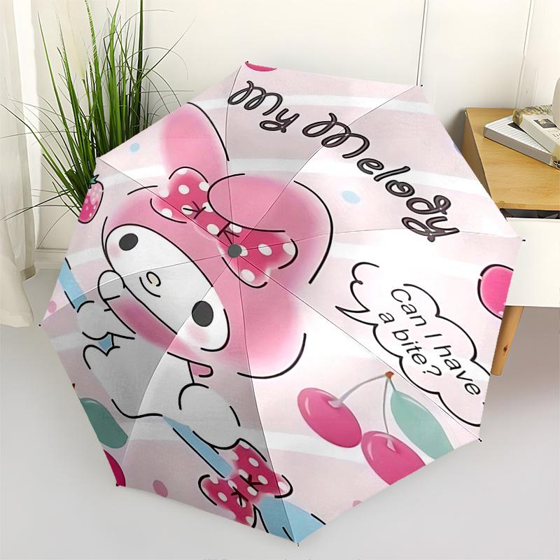 

1pc My Melody Automatic Folding Umbrella - Portable 3-Fold Design with 8-Bone Iron Frame, Perfect for Outdoor Use, Festive Gifts, Travel, Daily Use, S