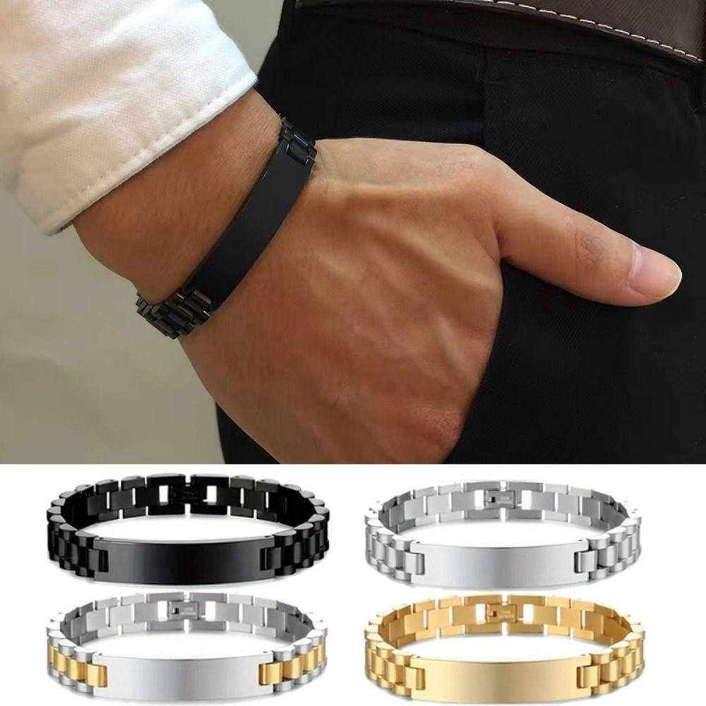 10MM -15MM Personalized Engraving Bracelet Stainless Steel Wrist Bangle for Men Outdoor