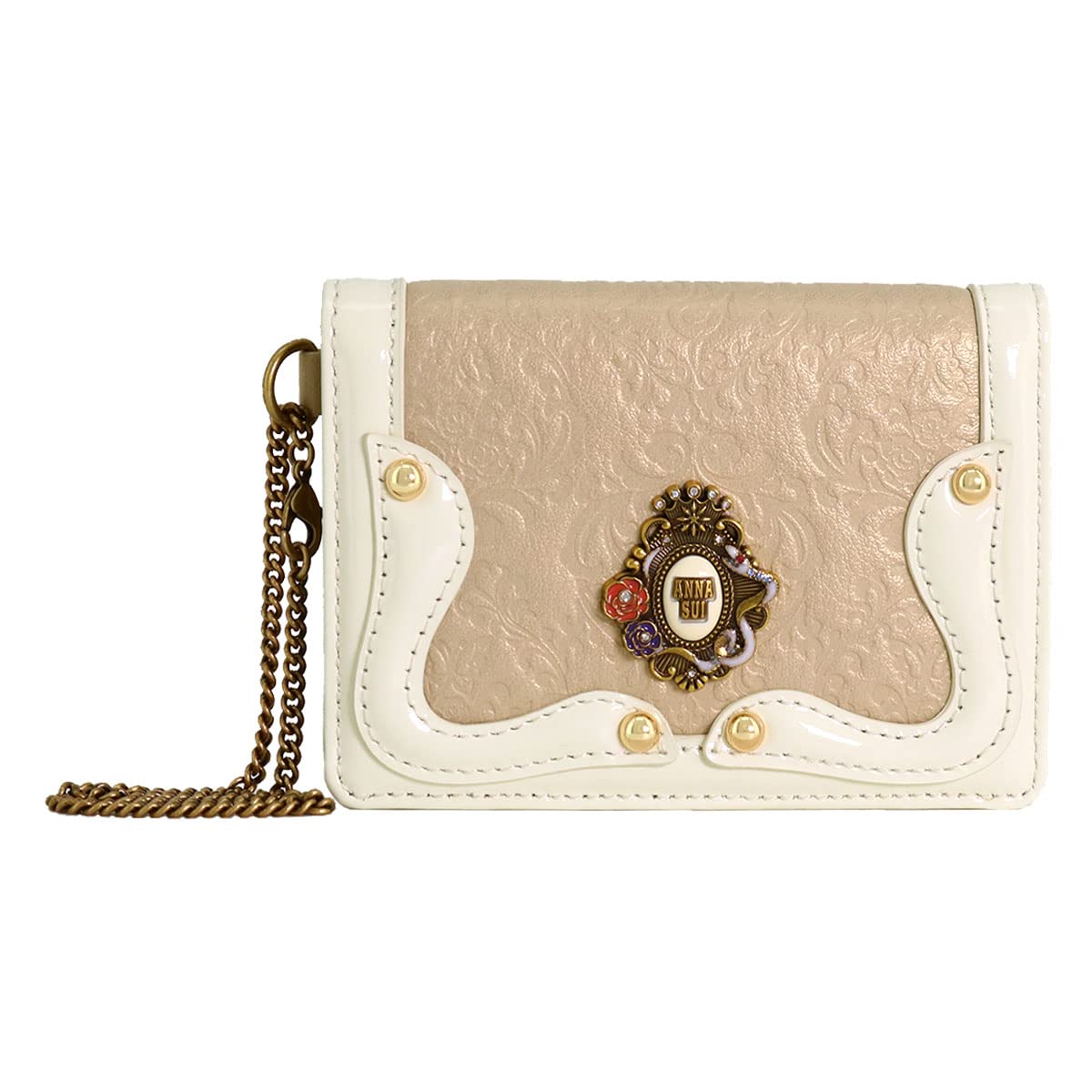 

Pass Case Genuine Leather Serpent 316113 Commuter Pass Card Case 2 Sides Cowhide Leather Snake Gold [ANNA SUI] Women s [69]