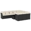 11 piece Garden Sofa Set with Cushions Black Poly Rattan