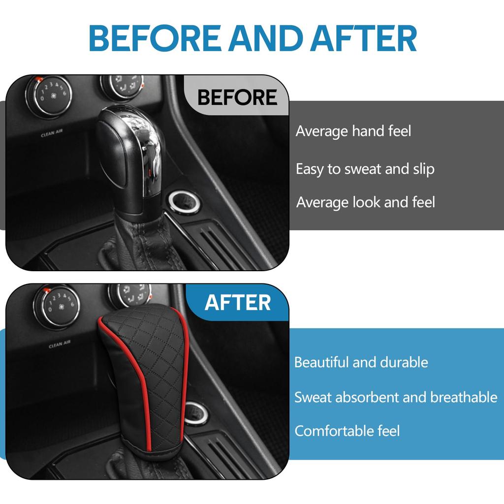 Wogomz Leather Car Shift Knob Cover,Anti-Slip Car Gear Shift Knob Cover,Anti-Scratch Stick Shift Cover