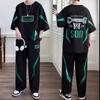 Set T-shirt e Pantaloni da Uomo Tute Sportive Lisce Set Pantaloni da Uomo con Alfabeto Completi Due Pezzi Offerta XL Stile Coreano Casual Elegante