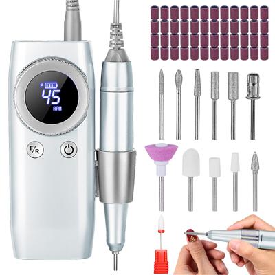 Professioneller Nagelfräser, elektrische Nagelfeilenmaschine, elektronische Feile zum Entfernen von Nagellack, kabellose elektronische Feile mit Fräserset
