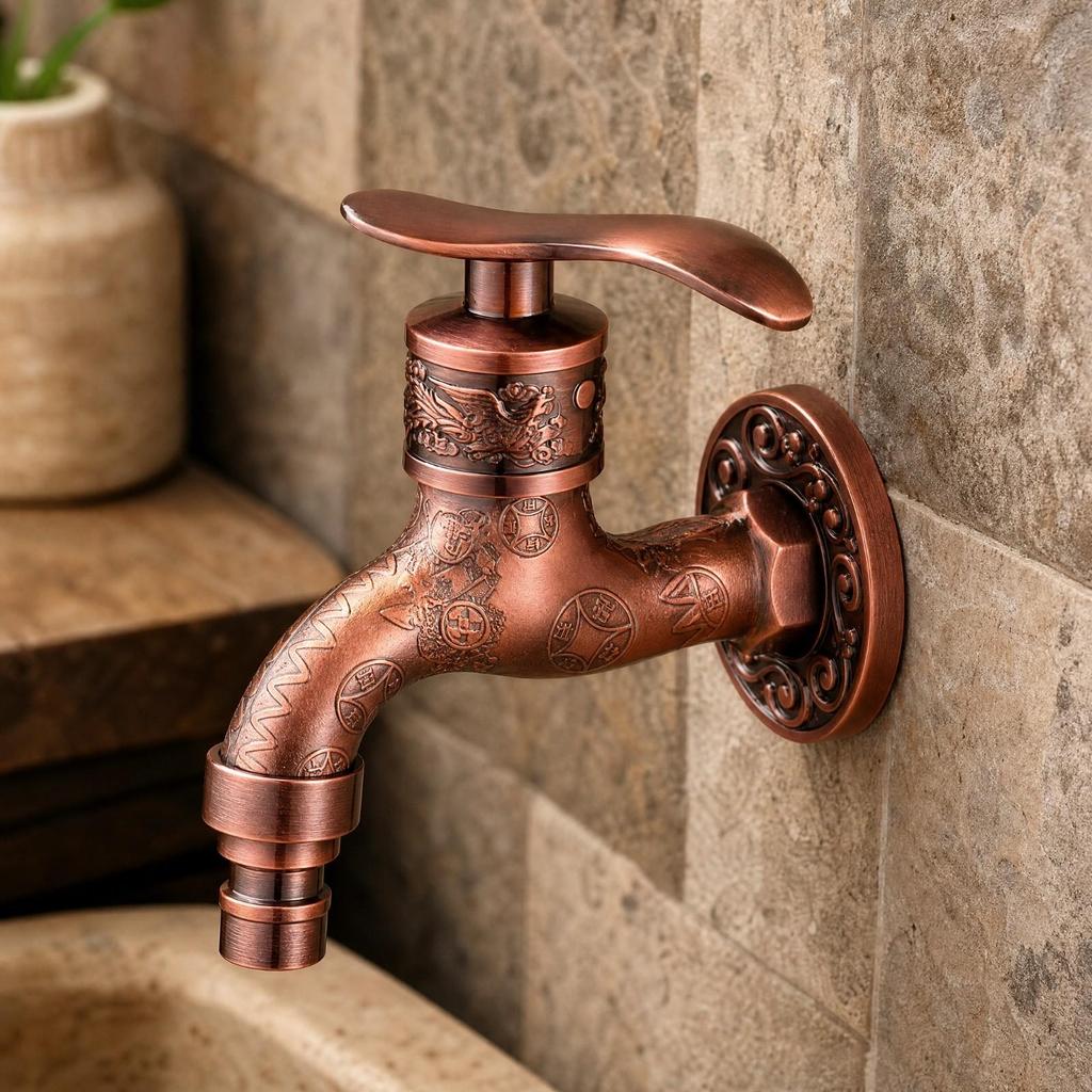 Tap AntiqueInfluenced WallMounted Utility Faucet LeakResistant for Balconies Elegant