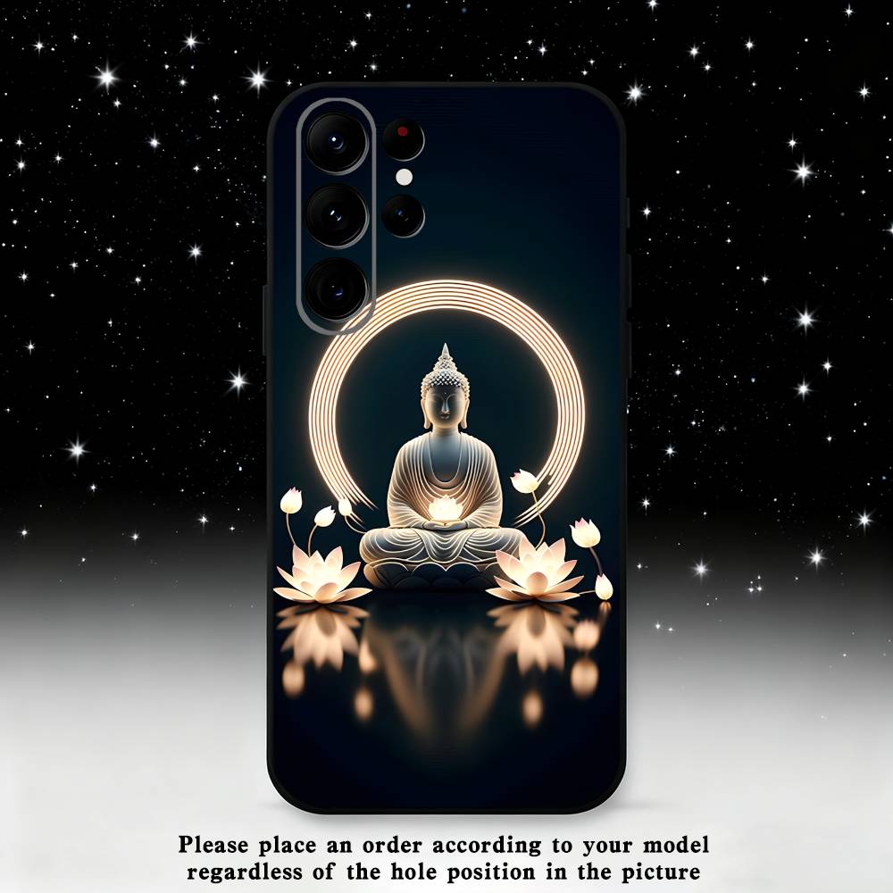 Buddha Art Pattern Phone Case For Samsung S25,S24 Ultra,S20,S30 plus,S22 plus,S23,S30 Ultra 5G Silicone Black Shell
