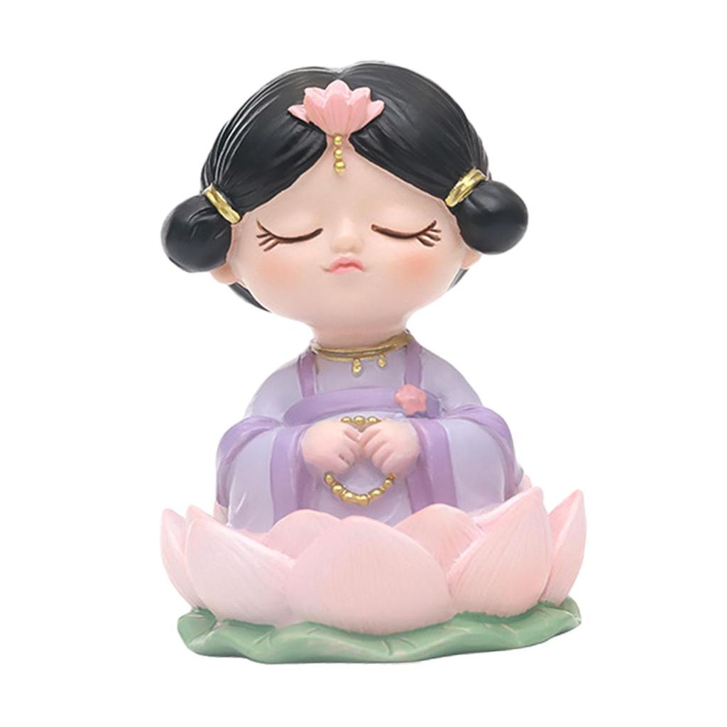 Girl Mini Statue Desktop Decoration Craft ,Creative ,Miniature Figurine Buddhist Girl Figurine for Cake Decoration Bedroom