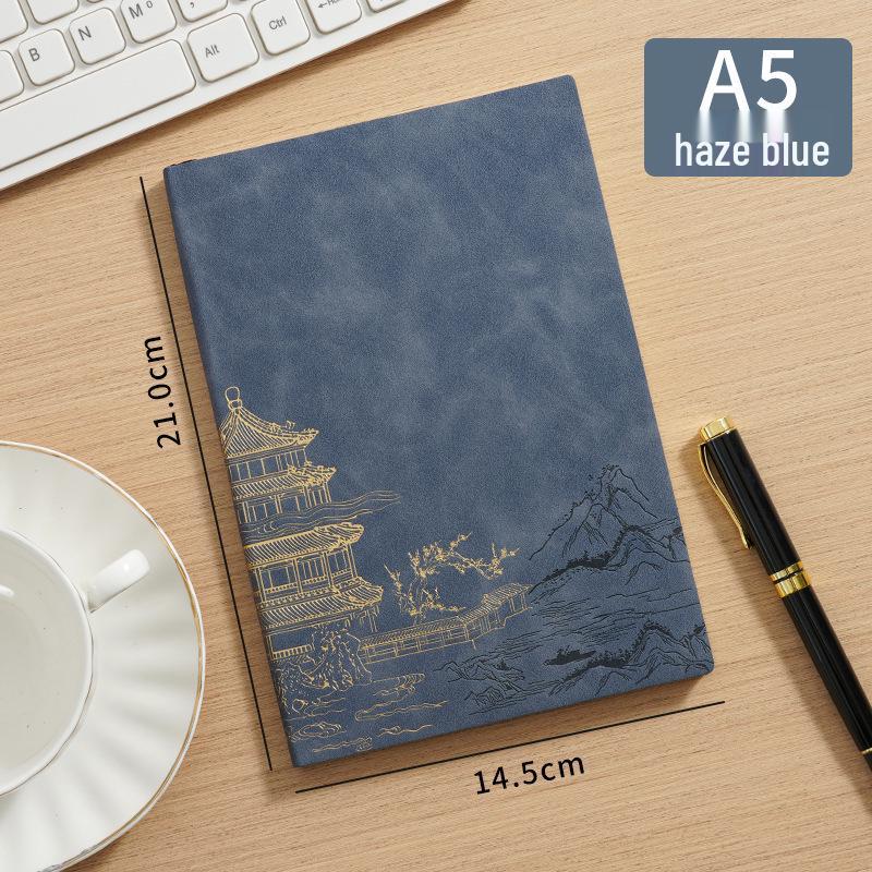 A5 Suede Leather Business Notebook, Custom Chinese-Style Diary with Logo Printing Options
