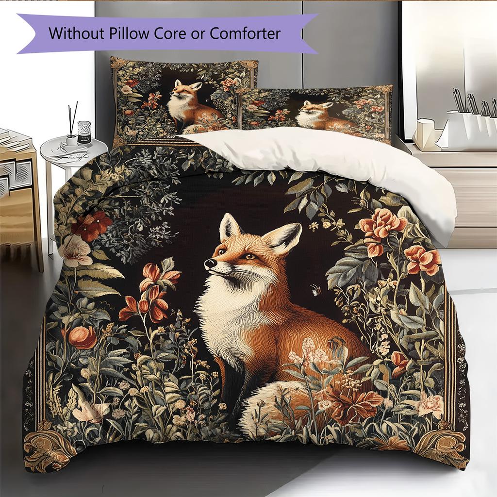 Vintage Animals Pattern Bedding Quilt Set Home Decoration Gift (1 * Duvet Cover + 2 * Pillowcase Without Core)
