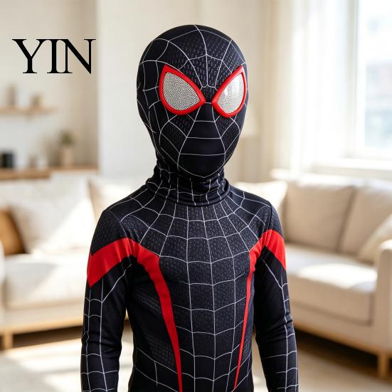 Superhero Role Play Mask Spider Balaclava Mask, Full Face Cosplay Headpiece for Adults Kids, Realistic Movie Web Hood Breathable Costume with
