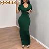 Fashion Summer Spring Solid Color Print Short Sleeve U-Neck Casual Dresses Unique Design