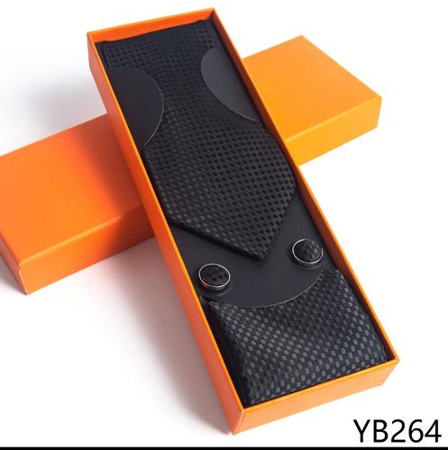 Herrenkrawatte mit quadratischer Manschette, Geschenkbox-Set, Business-Casual-Krawatte, Orange, Geschenkbox