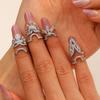 Nail Ring 3D Butterfly Flower Wing Design Detachable Nail Cap Ring Set Sparkling