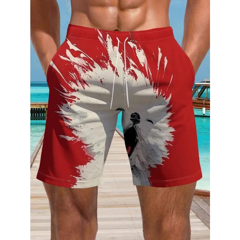 Fashion Men s Shorts Loose Beach Pants Crew Neck T-Shirt 3D Casual Color Printing S