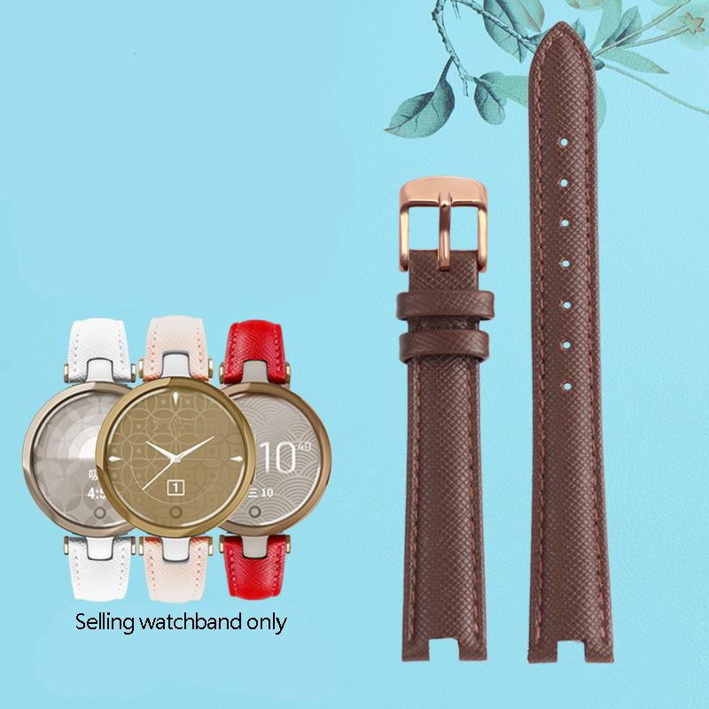 New Genuine Leather Watch Band For Garmin Lily Smart Sports Watchband Women Fashion Soft Breathable Strap Bracelet White 14*6mm