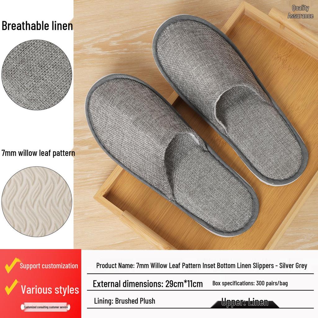 Luxusní pratelné protiskluzové pantofle z perlové bavlny pro hotelové a domácí hosty