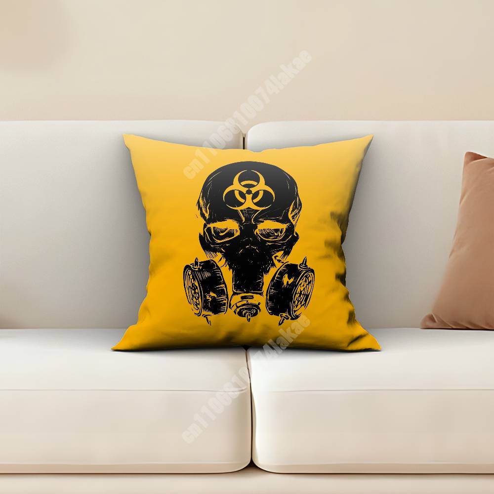Biohazard Toxic Warning Logo Cool Pillow Cover Cushion Case Sofa Couch Home Gaming Room Decoration