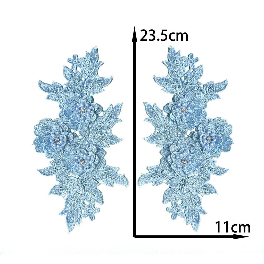 Classical Three-Dimensional Beads, Drills, Solid Color Pair Of Flowers, Embroidery Lace Fabric, Performance Clothes, Dresses, Decorative Accessories
