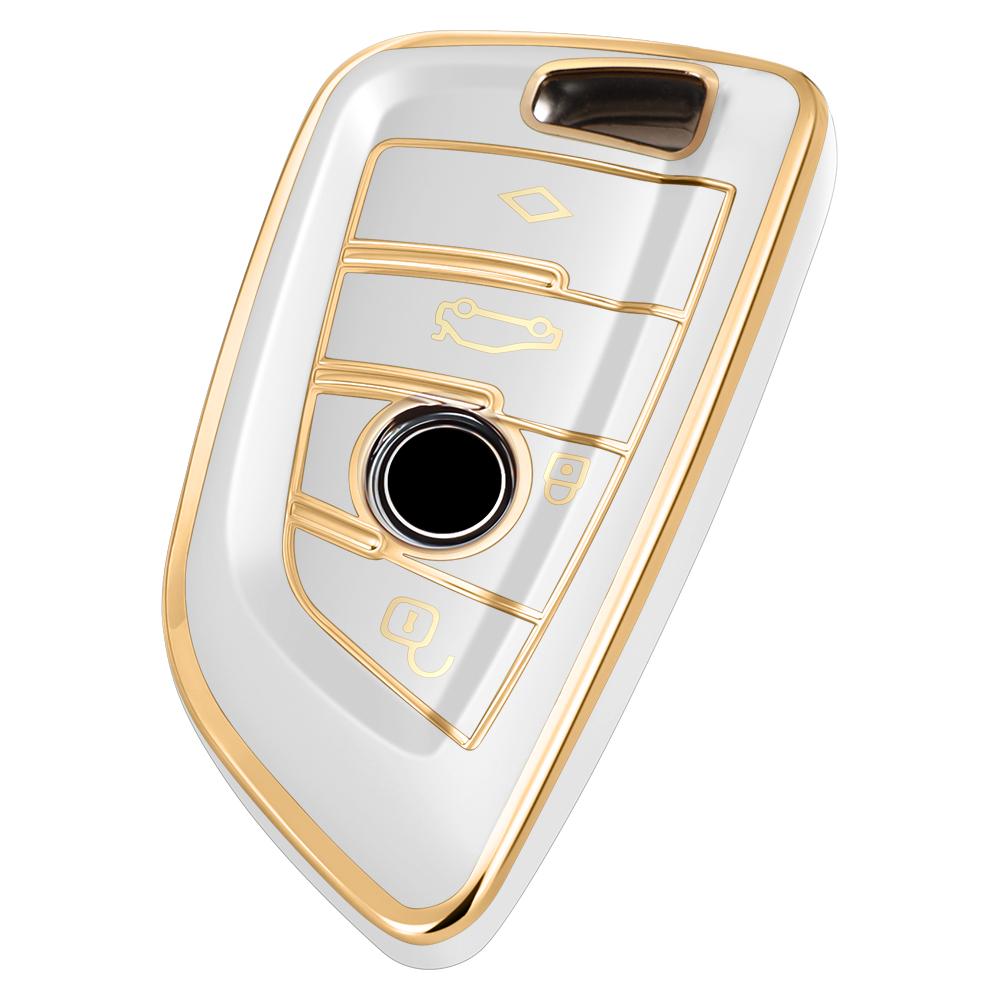 

Soft Tpu Key Case Fits for 2024 BMW M8 X1 X2 X3 X5 540I 750I 3 Series Smart Car Key Remote Fob біле золото кольору