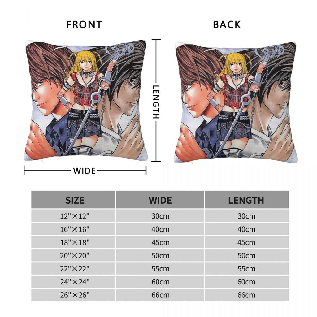 Anime Death Note Quadratische Kissenbezüge Wohnzimmer Manga Lawliet L Light Yagami Kissenbezug Dekorative Zierkissenhülle 45*45