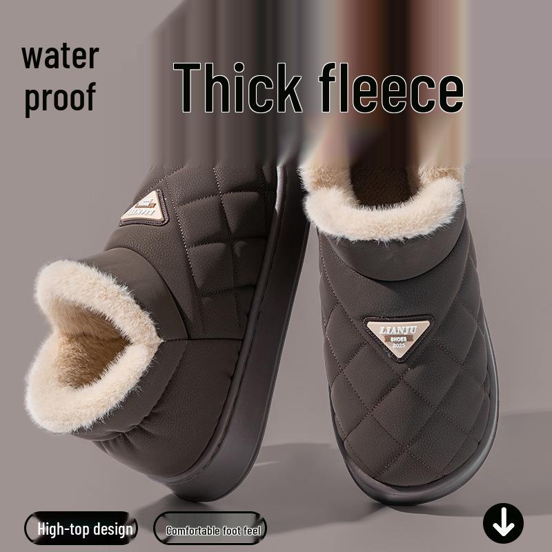 2025 Men's Extra Large Non-Slip Warm Cotton Slippers - Autumn/Winter Indoor Shoes for Elderly with Thick Sole and Heel Cover