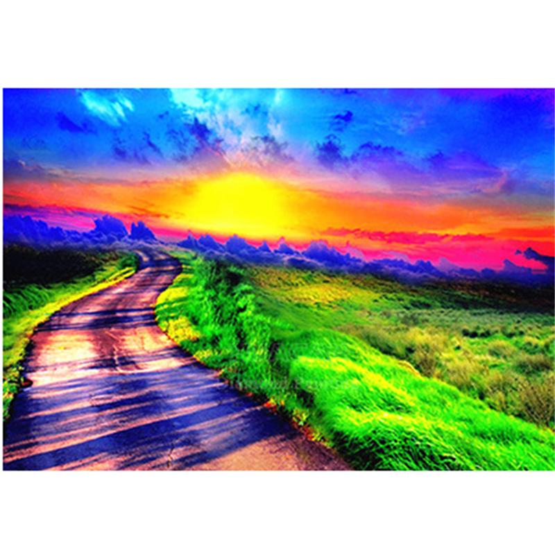 HUACAN Full Square Diamond Painting Sunset Scenery 5D Embroidery Landscape Home Decoration Diamond Art Mosaic Handmade