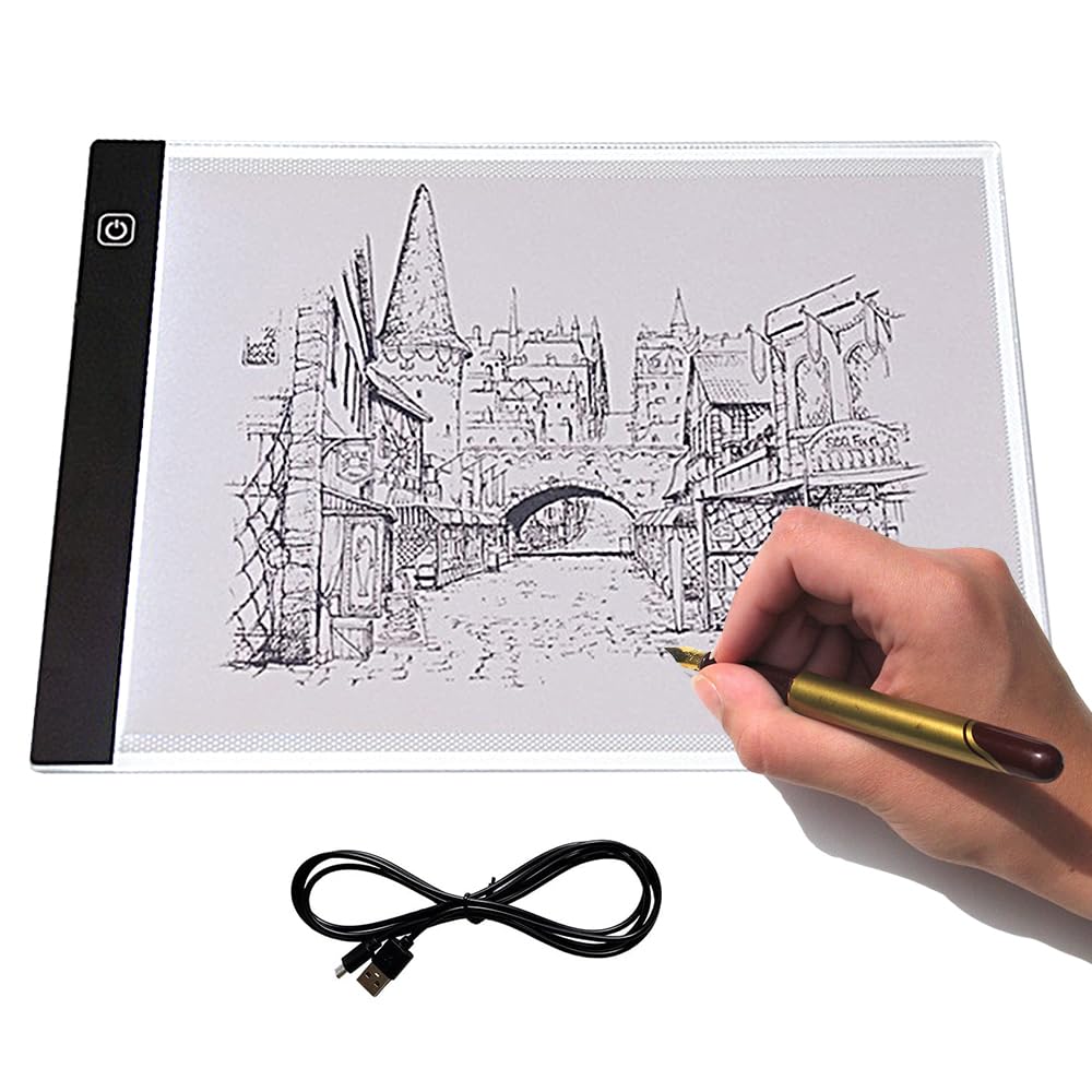 ESJNNK LED Tracing A4 USB High High Light Suitable for Embroidery and Architectural Table, Size, 3-Level Dimming, Powered, Brightness, Ultra-Thin,