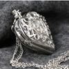 Hollow Heart-Shaped Pocket Watch Necklace Pendant Chain Women