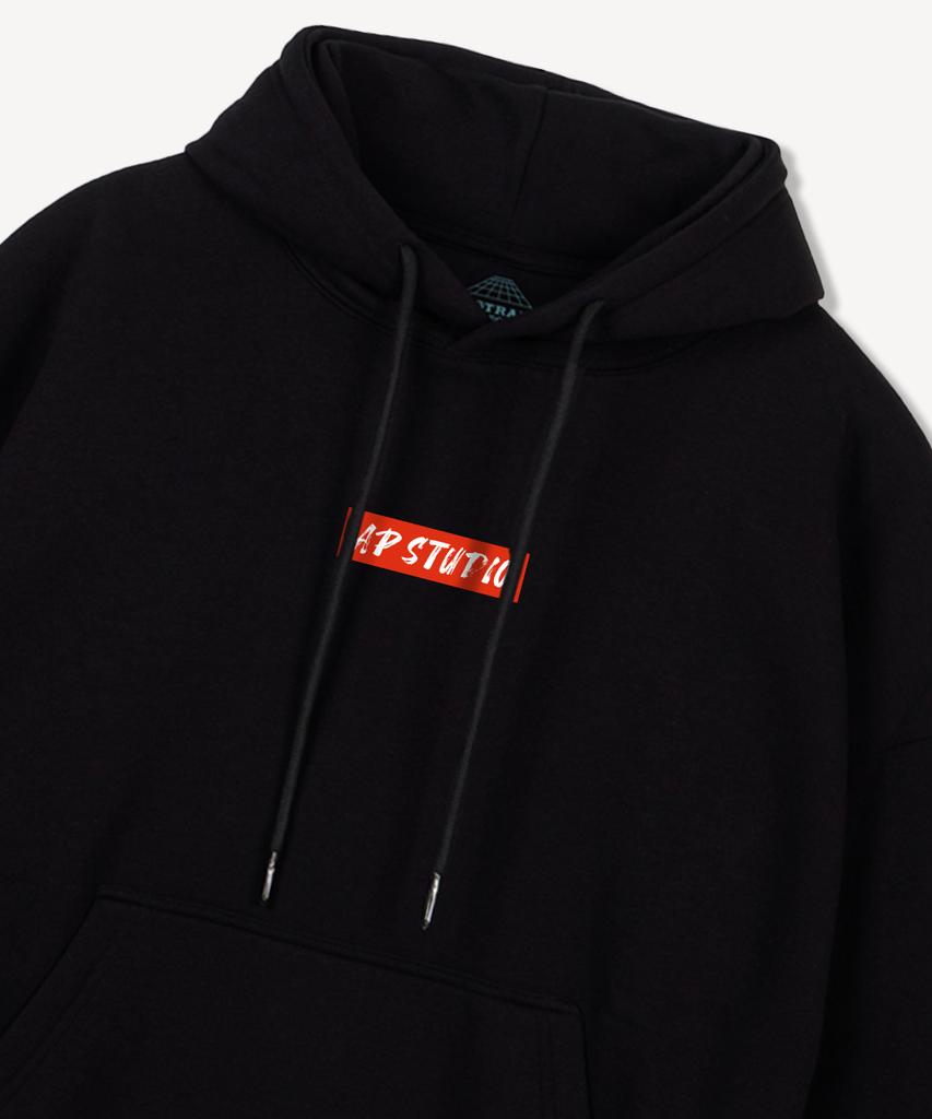 Ap Studio Oversized Wide Shoulder Hoodie_Black
