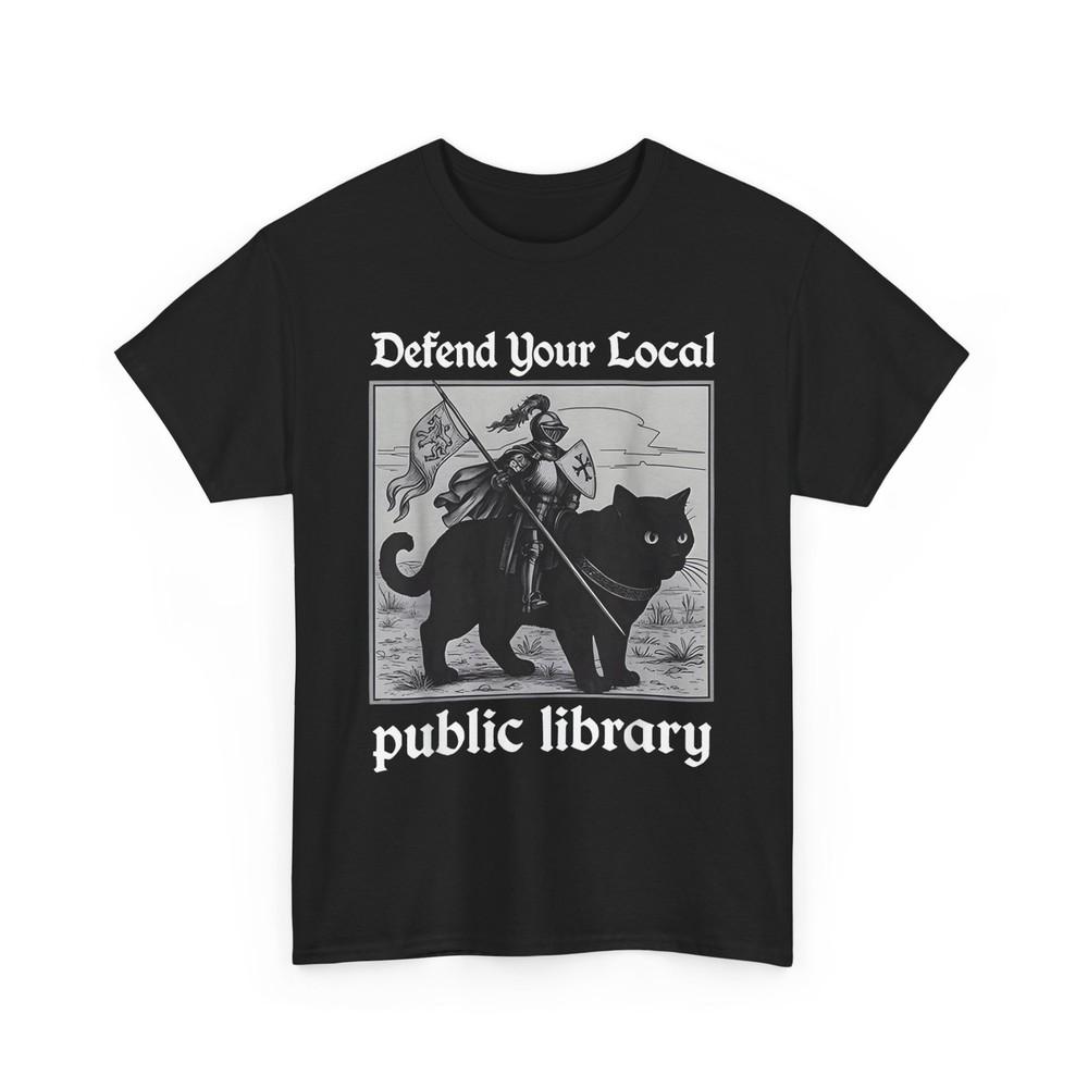 Defend Your Local Public Library Funny Knight Cat T-Shirt Unisex T-Shirt XXL