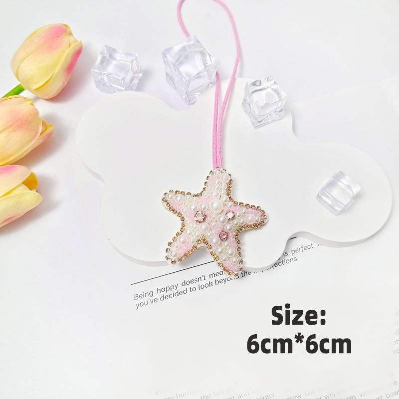 3D Ocean Theme Patches Handmade Rhinestone Beaded Patches with Hanging Rope Crystal Bag Lanyard Patch Beading Applique