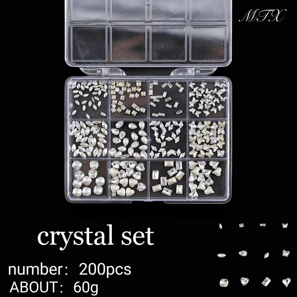 Pointed Bottom Drill Heterosexual Mixed Diamond Nail Art Jewelry Mixed Style Mixed Round Glass Diamond Rhinestone Nail Decoration
