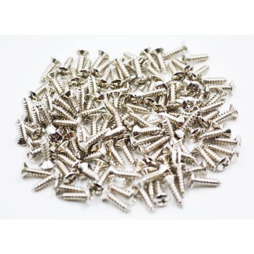 Pack of 100 Electric Guitar Pickguard Screws, Oval, 3 x 12mm, Chrome