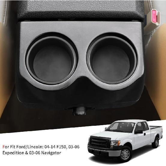Rear Of Center Console Cup Holder For Ford F150 2004-2014 Non-Flow Through Console Cup Holder Replacement Ert For F150 2004-2014 TPE Drink Bottle
