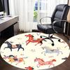 1PC Horse Pattern Office Round Area Rug, Mat Suitable For Office, Under Office Chairs Bedroom Living Room Home Decor, Room Deco