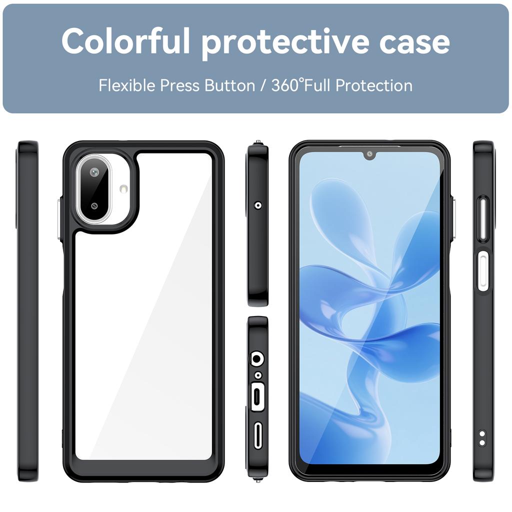 For Samsung Galaxy A07 4G Phone Case WANLONFENG XC Series TPU Acrylic Cover with Tempered Glass (Big Lens Hole)